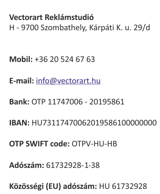 Elérhetőség - Vectorart Reklámstudió